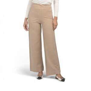 Elie Tahari Tan Wide Leg Cropped‎ Linen Pants Classic Office Resort